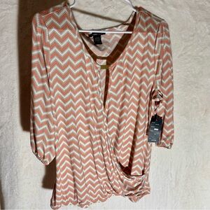 Robert Louis Zigzag Blouse in Cream and Tan